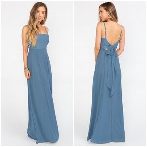 NEW Show Me Your MuMu The Lauren Tie Maxi Dress in Slate Blue Chiffon, Medium